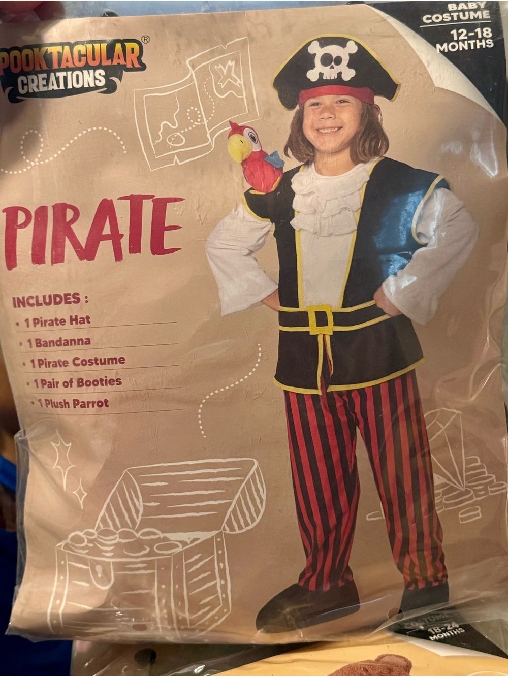 Pooktacular Creations Kids Pirate Costume - Red & Black